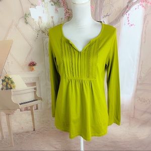 NEW J Jill Lime Green Cotton Laurel Blouse
